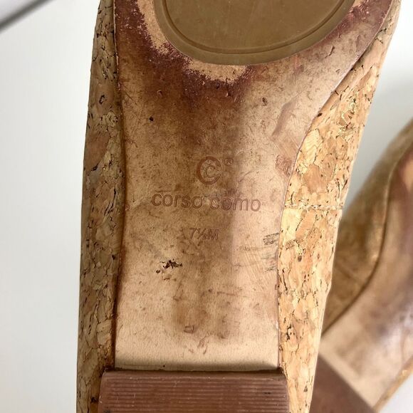 Corso Como Natural Cork Tan ‘Jullia’ Ballet Core Pointed Toe Flats - Picture 6 of 6